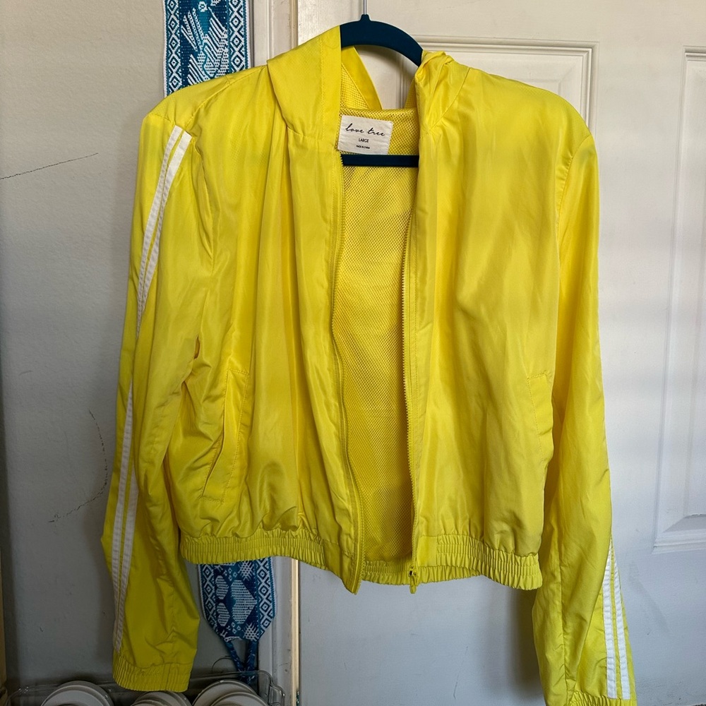 Never worn yellow windbreaker style cropped jacket
